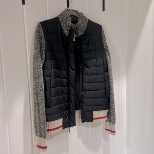 Roots Cabin navy puffer/sweater zip-up jacket I S I Womens